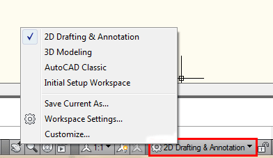 Changing Workspaces in AutoCAD 2010